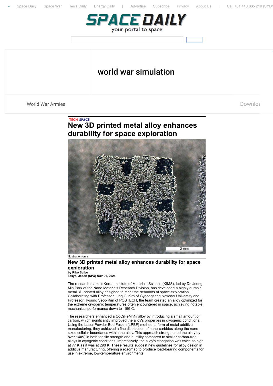 New 3D printed metal alloy enhances durability for space exploration